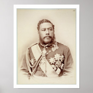 King Kalakaua (1836-91), late c19th (sepia photo) Poster