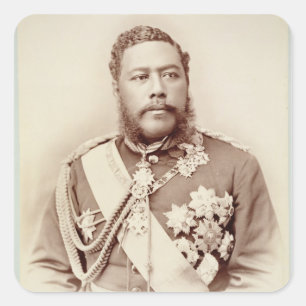 King Kalakaua (1836-91), late c19th (sepia photo) Square Sticker