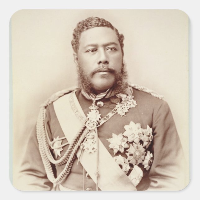 King Kalakaua (1836-91), late c19th (sepia photo) Square Sticker (Front)