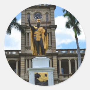 king kamehameha statue classic round sticker