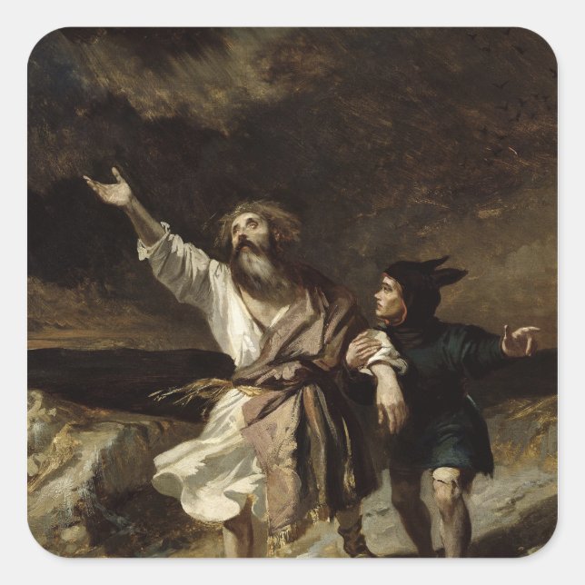 King Lear and the Fool in the Storm Square Sticker (Front)