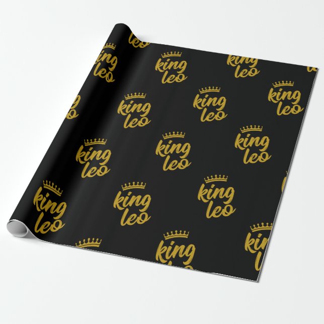 King Leo Gold Crown Wrapping Paper (Unrolled)