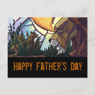 King Lion and Cubs Father's Day Postcard