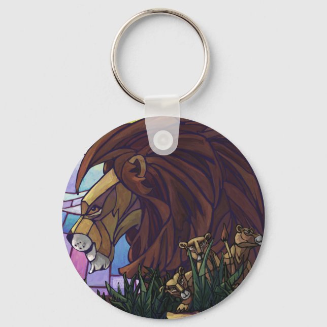 King Lion and Cubs Key Ring (Front)