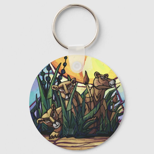 King Lion and Cubs Key Ring (Front)