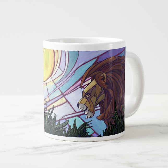 King Lion and Cubs Large Coffee Mug (Front Right)