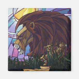 King Lion and Cubs Magnet