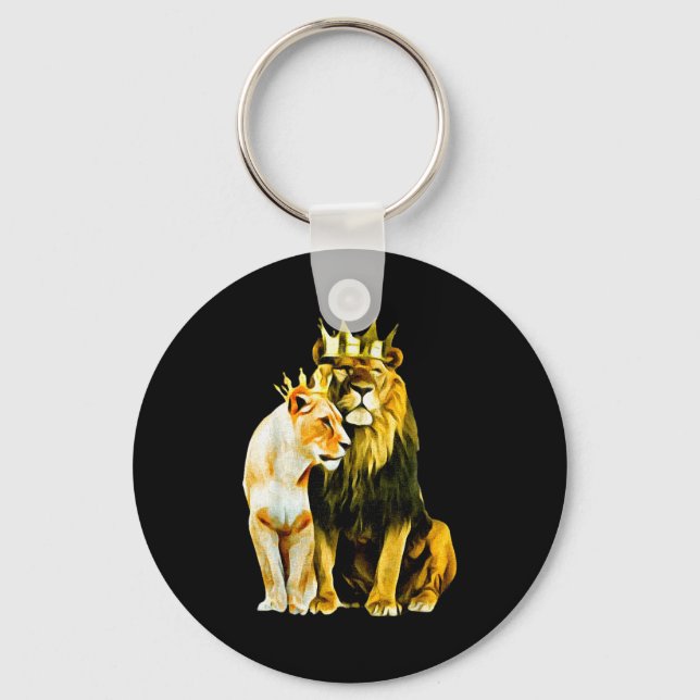 King Lion Crown Queen Lioness Crown  Key Ring (Front)