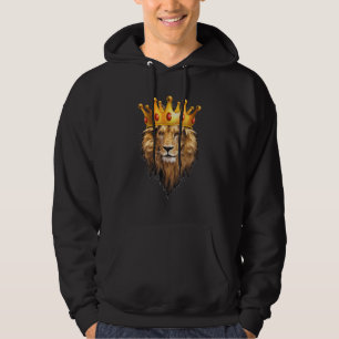 King Lion Head With Golden Crown King Of Animals Hoodie