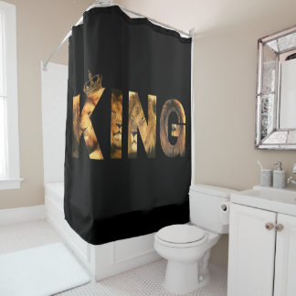 "KING Lion Lettering" Design on Black Shower Curtain
