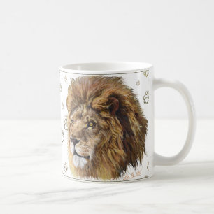 King Lion Paw Print Mug, White Coffee Mug