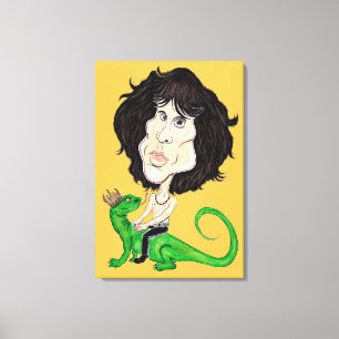 King Lizard Rockstar Caricature Drawing Canvas