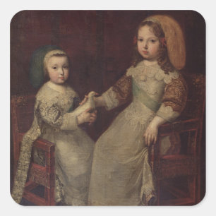 King Louis XIV (1638-1715) as a child with Philipp Square Sticker