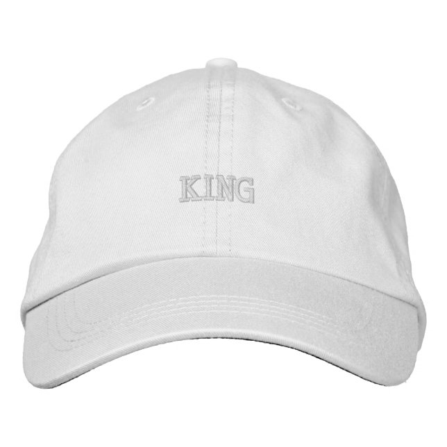 King Luxurious with Embroidered White Cotton-Hat Hat (Front)