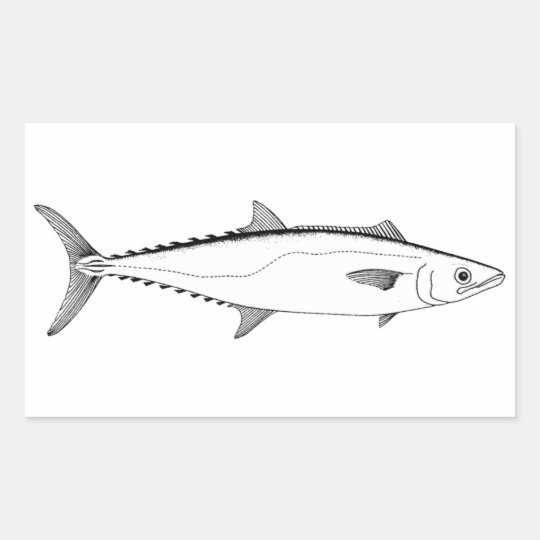 King Mackerel Line Art Rectangular Sticker Zazzle.co.uk