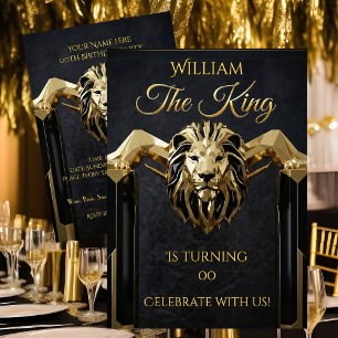 King Marble Black Gold Birthday Party Mens Mans Invitation