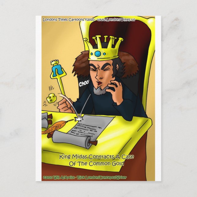 King Midas Catches Common Gold Funny Gifts Tees Postcard (Front)