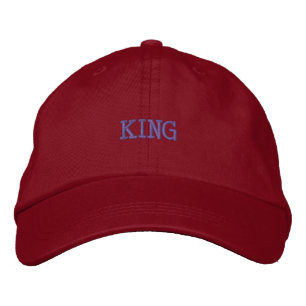 KING Name Font Name - Full Block Red Colour-Hat Embroidered Hat