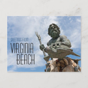 King Neptune Virginia Beach Statue Postcard