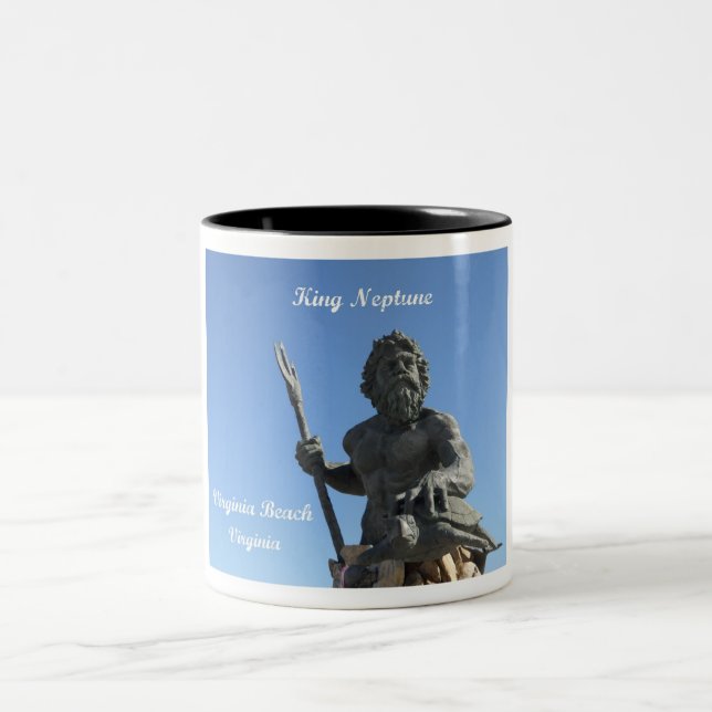 King Neptune, Virginia Beach, Virginia Two-Tone Coffee Mug (Center)