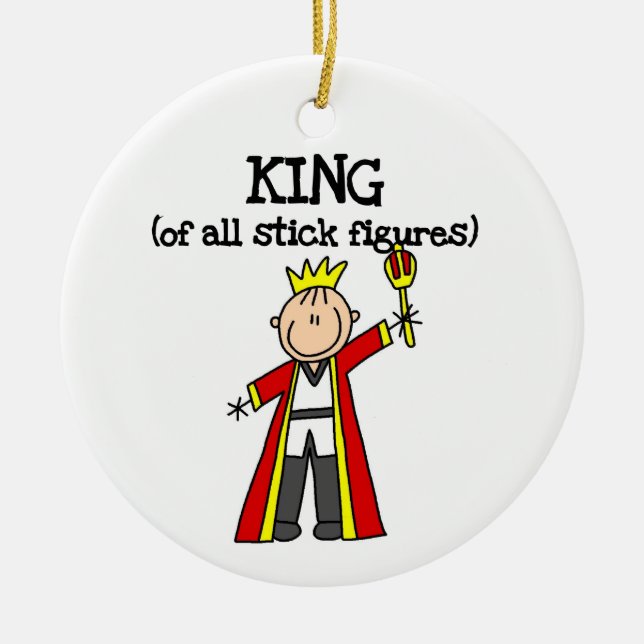 King of All Stick Figures Ceramic Tree Decoration (Front)