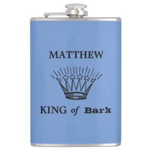 King of Bark Funny Blue Hip Flask