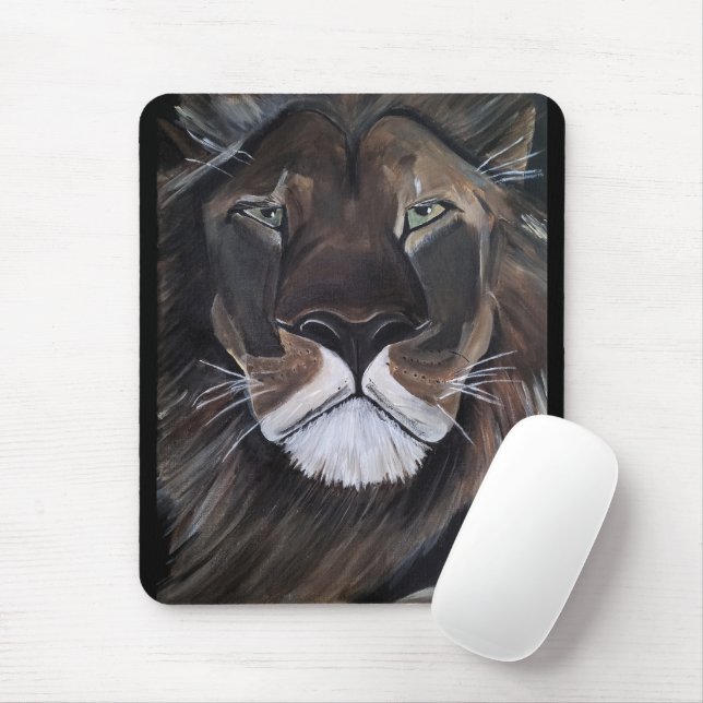King of Beasts Painting by Alfred Fox Mouse Mat (With Mouse)