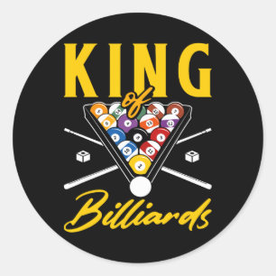 King Of Billiards Pool Snooker Billiards Rack Cue  Classic Round Sticker