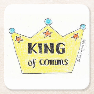 King of comms coaster/beermat square paper coaster