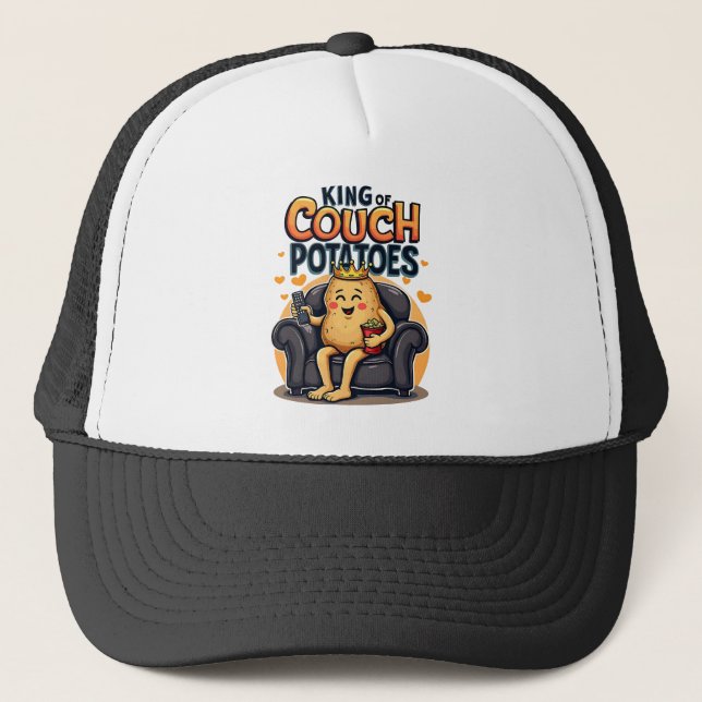 King of Couch Potatoes - Funny Lazy Potato Trucker Hat (Front)