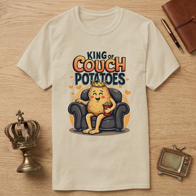 King of Couch Potatoes Humourous Spud Design T-Shirt (Creator Uploaded)