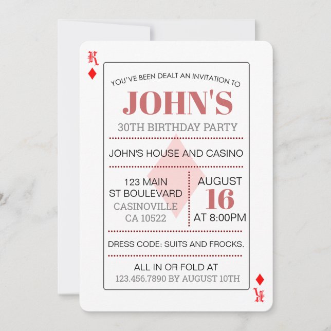 King of Diamonds Casino Poker Playing Card (Front)