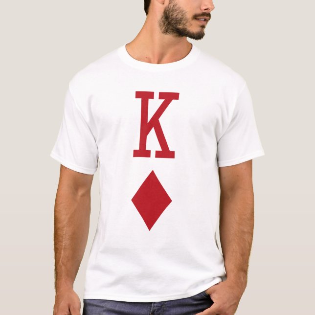 King of Diamonds Red Playing Card T-Shirt (Front)