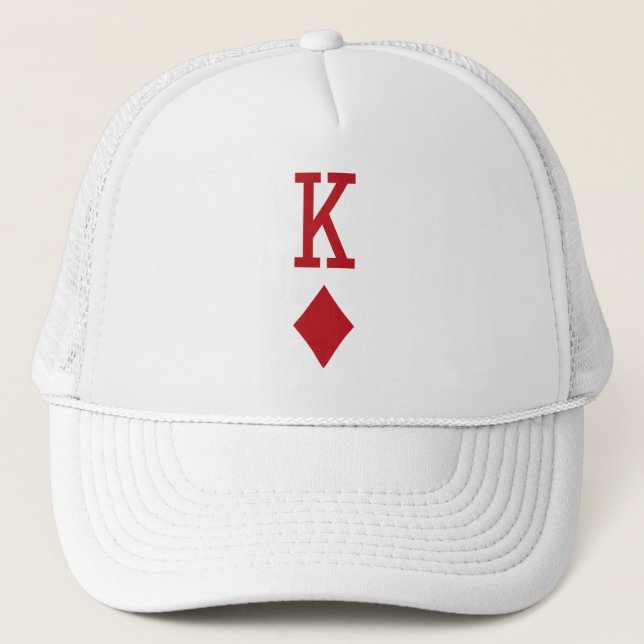King of Diamonds Red Playing Card Trucker Hat (Front)