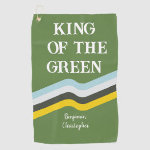 King of Green colourful stripes green custom name Golf Towel