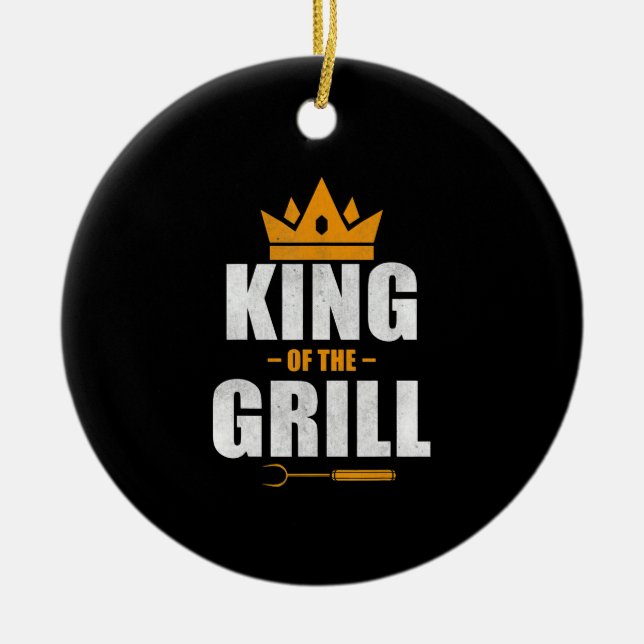 King of grill chef | grilling & bbq lovers gift ceramic tree decoration (Front)