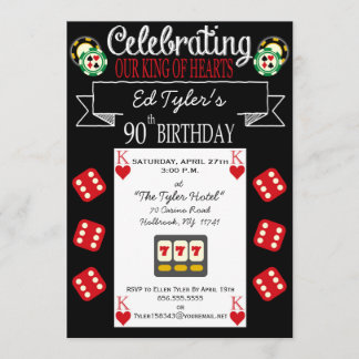 King of Hearts 90th Birthday Party Invitation