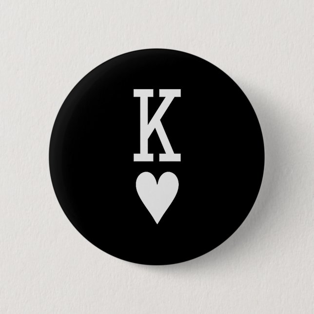 King Of Hearts And Queen Of Hearts Couples Matchin 6 Cm Round Badge (Front)