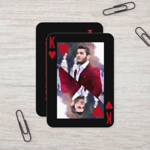 King of Hearts Black Red Photo Poker Player Business Card