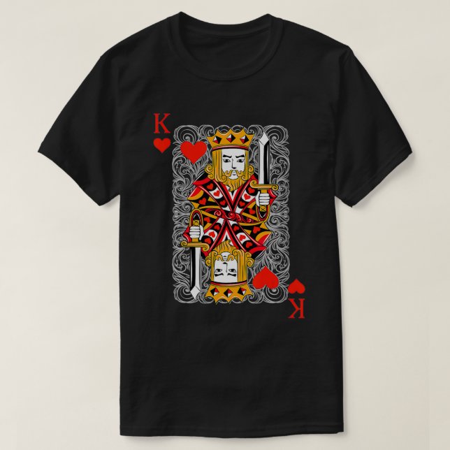 King of Hearts Blackjack Cards Poker 21 K Couple M T-Shirt (Design Front)