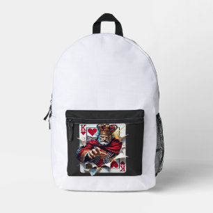 King of Hearts — Bold Royal Playing Card Illustrat Printed Backpack