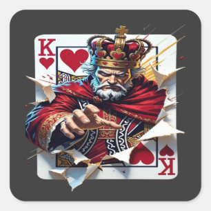 King of Hearts — Bold Royal Playing Card Illustrat Square Sticker