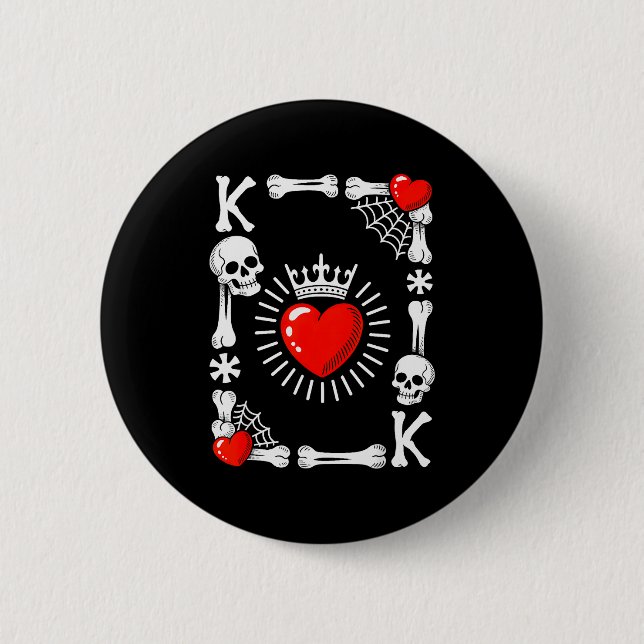 King Of Hearts Card Costume Funny Halloween King O 6 Cm Round Badge (Front)