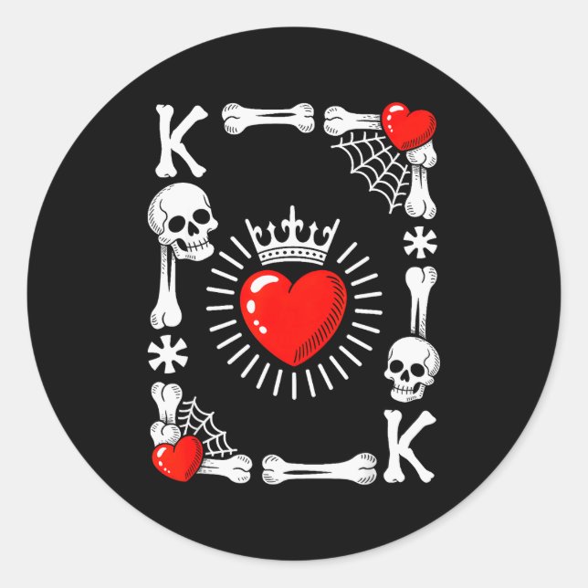 King Of Hearts Card Costume Funny Halloween King O Classic Round Sticker (Front)