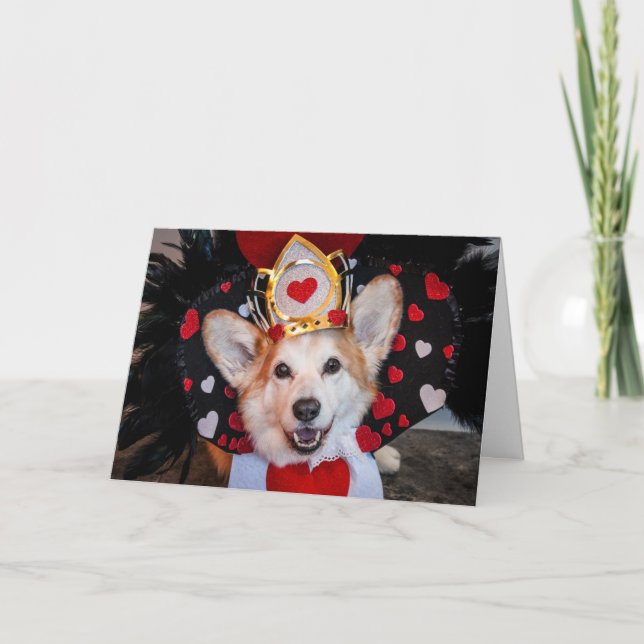 King of Hearts Corgi Valentine greeting card (Front)