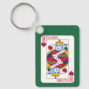 King of Hearts Custom Name Playing Card Key Ring