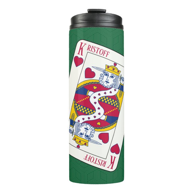 King of Hearts Custom Name Playing Card Thermal Tumbler (Front)