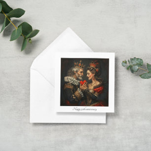 King of Hearts gives heart to queen, customisable Holiday Card