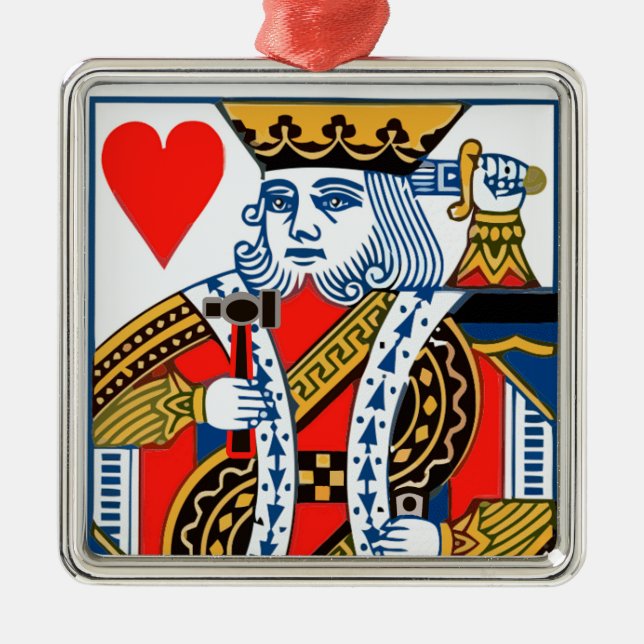 King of Hearts with hammer and sword Metal Tree Decoration (Front)