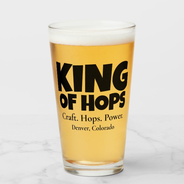 King of Hops – Craft Hops Power Custom Glass (Front Filled)